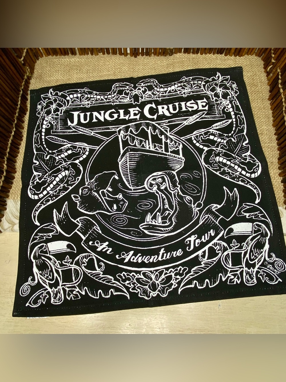 Disney Jungle Cruise Black and White Table Linen napkin